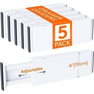 Adjustable Drawer Dividers 5 Pack Expandable Organizers for Clothes Kitchen